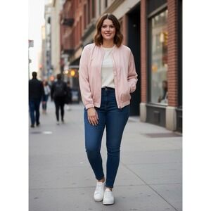 Ladies Plus Size 26-28 Silky Bomber‎ Jacket with Pockets 3X , 0004